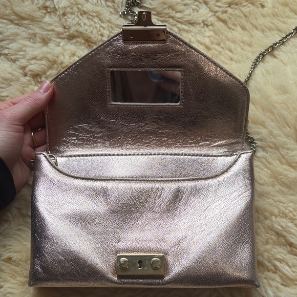 Loeffler Randall Metallic Silver Chain Clutch